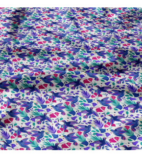 Cotton fabrics, by the meter. Birds Spring on White