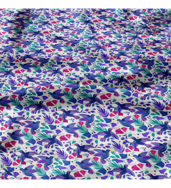 Cotton fabrics, by the meter. Birds Spring on White