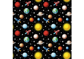 Cotton Fabric Space on Black