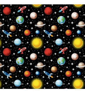 Cotton Fabric Space on Black