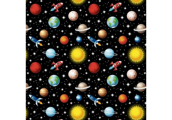 Cotton Fabric Space on Black