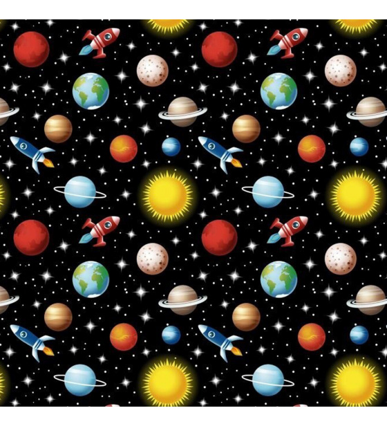 Cotton Fabric Space on Black