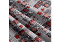 Christmas cotton fabric, by the meter, width 160 cm, Christmas ornaments stars Red on Gray