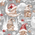 Christmas cotton fabric, by the meter, width 160 cm, Gnome on Grey